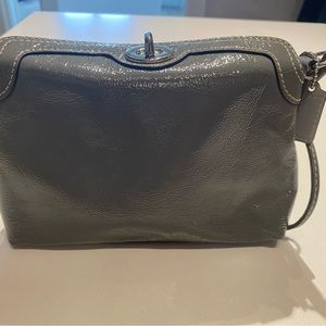 Coach silver leather wristlet